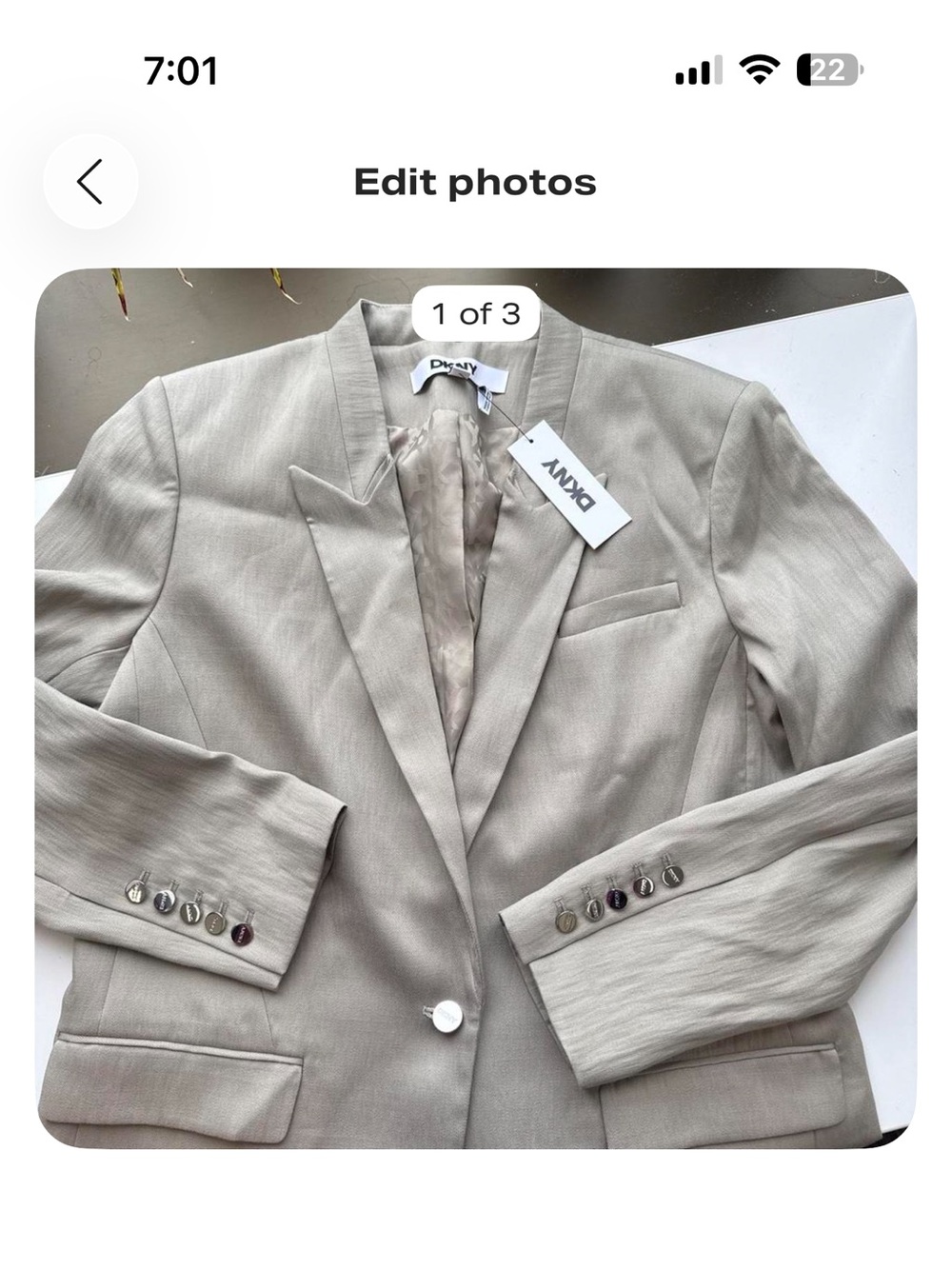 DKNYC Beige Tailored Single-Button Blazer